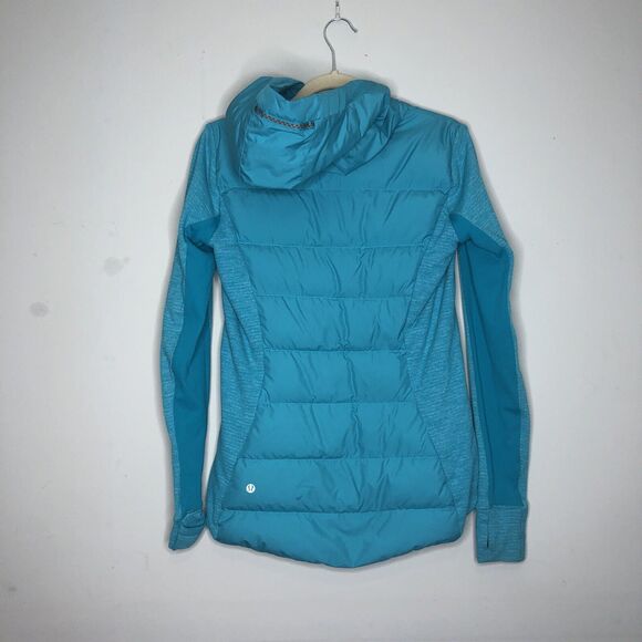 Lululemon Jacket Womens 6 Blue Teal Fluff Off Down Puffer Insulated Coat Hooded - Picture 11 of 12